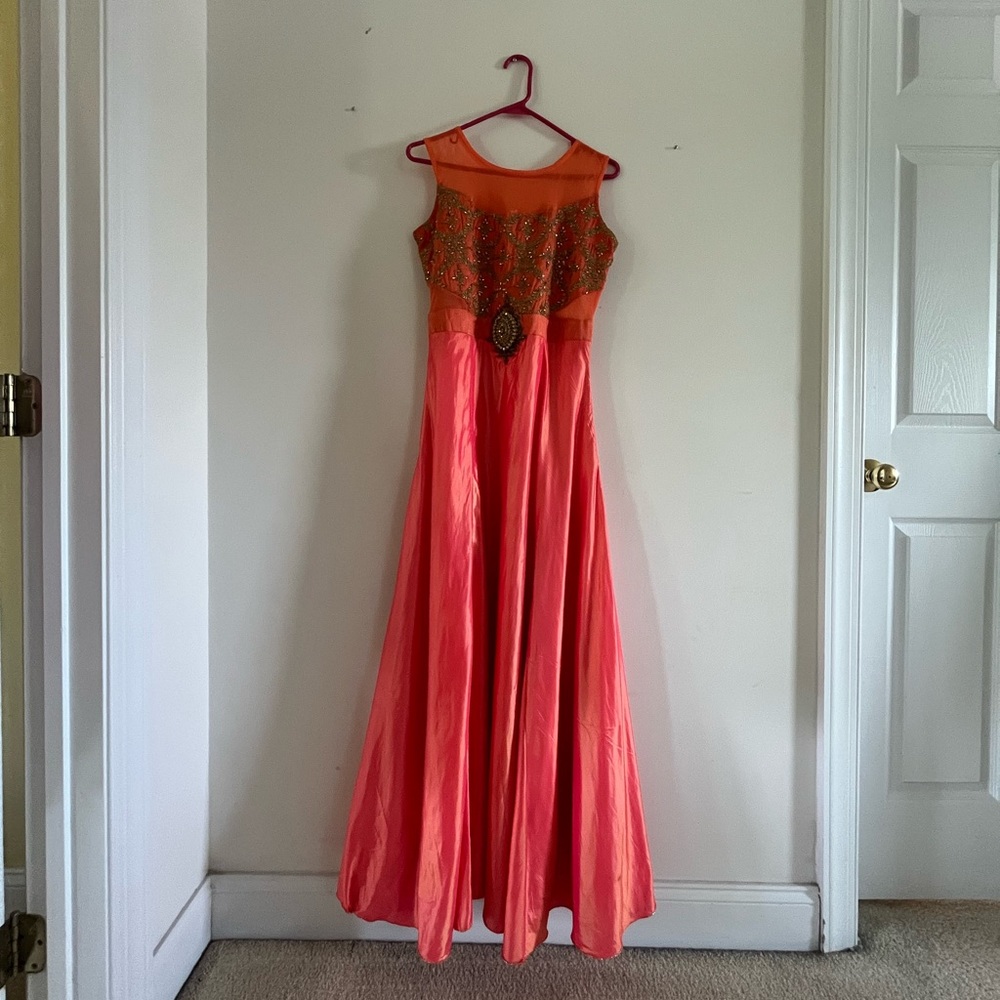 Prom Dress peach/pink with antique gold detailing